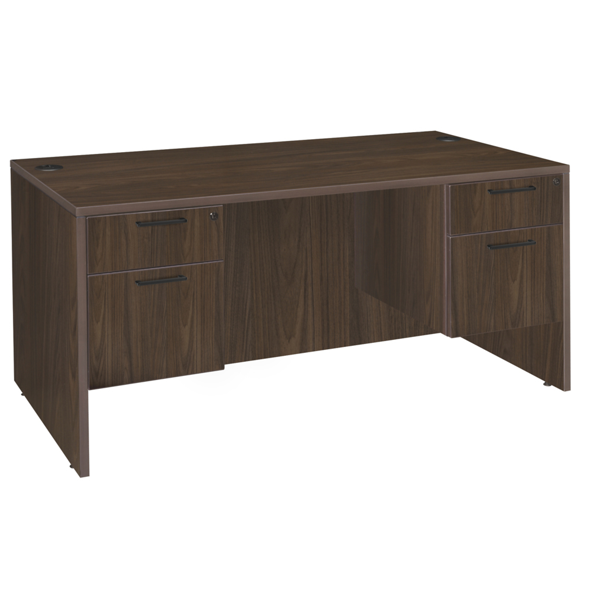 Regency Legacy Office Desk with Double Pedestal Drawer Unit — 60in. x 30in., Neo Walnut, Lockable Drawers, Model# LDP6030NW